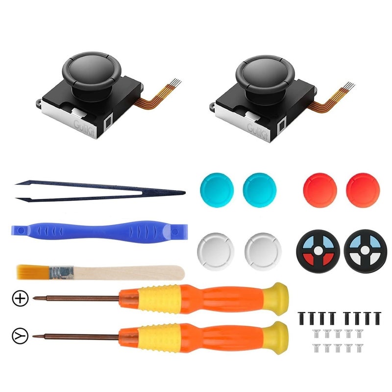 Wechip for GuliKit TMR Switch Joystick Replacement, No Drift, High Precision, 2Pcs TMR Electromagnetic JoyCon Joystick with Repair Kit, 4 Colors Thumbstick Caps, Compatible with Switch/OLED/Lite Joysticks - Image 1